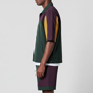 Ensemble deux pièces pour homme en coton 100% de haute qualité, personnalisé, imprimé, color block, respirant, confortable, coupe oversize à épaules tombantes - Product Image 5