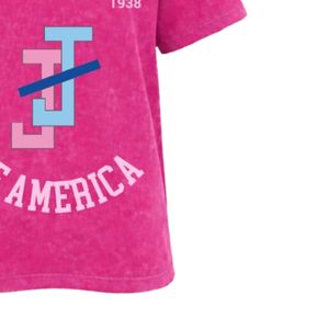 T-shirt graphique magenta pour femme, en coton doux, col rond, manches courtes, style décontracté, vêtements de tous les jours - Product Image 6