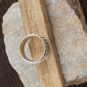 Wholesale 925 Sterling Silver Mixed Metal Women's Amethyst Gemstone <b>Spinner</b> <b>Ring</b> Hammered Brass Twisted Rope Triple Band - Product Image 3