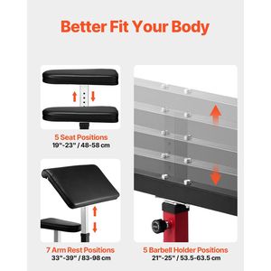 Banc de musculation Preacher Curl pour la maison, équipement de gym avec une capacité de charge maximale de 440 LBS, idéal pour l'entraînement des biceps assis, des bras isolés, avec barre et haltères - Product Image 3