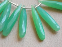 Perles de pierre en chrysoprase verte calcaïdonne, gouttes allongées facettées, 35 mm de long, pour la fabrication de bijoux, trou de 0,50 mm, pendentif, troisième partie