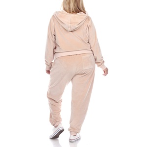 Women's Plus Size Hooded <b>Tracksuit</b> Set Full Length Solid Color Casual Joggers with Side Pockets Zipper Fly Autumn Wear - Product Image 3