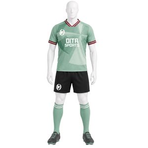 Mint Green Black Soccer Jersey Set for <b>Men</b> Jersey and Shorts Professional Team Uniform Lightweight Breathable Athletic Sports - Product Image 1