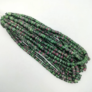 <b>Ruby</b> Zoisite Faceted Tyre Shape Heishi Beads For Jewelry Making 6-6.50mm Wheel Cut Gemstone Wholesale Strands Supplier 16 Inches - Product Image 4
