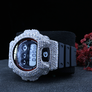 Montre numérique VVS Moissanite Iced Out Bust Down Hip Hop avec diamants, mouvement à quartz, bracelet noir de luxe, vente en gros - Product Image 4