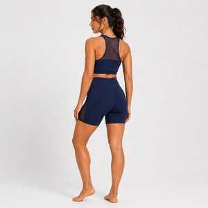 Conjunto de sujetador deportivo y pantalones cortos para mujer, personalizado por OEM, transpirable, elástico, para gimnasio, entrenamiento, ropa deportiva, fabricante mayorista - Product Image 3