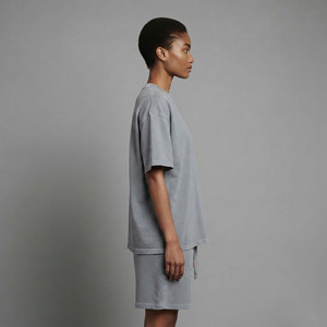 Hot Selling article 100% cotton 2-Piece oversized Women's t-shirt & short <b>set</b> Summer wear High-Quality 2 tone women's short <b>Set</b> - Product Image 3