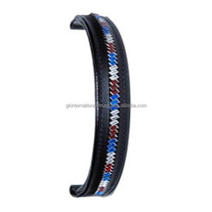 Forme droite sur mesure cristaux multicolores décoratifs incrustés de canaux vides en cuir rembourré noir bande de front de cheval en plein Cob - Product Image 1