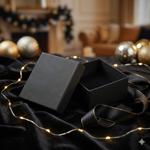 Caja de Regalo para Joyería Negra de Cartón Kraft con Laminado Mate y Recubrimiento UV |   Empaque Premium con Forro de Esponja para Collar, Anillo y Pendientes - Product Image 4