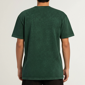 เสื้อยืดคอกลมแขนสั้นผ้าฝ้ายเจอร์ซีย์สีเขียวล้วนทรงหลวมสำหรับผู้ชาย เป็นมิตรกับสิ่งแวดล้อม สไตล์ลำลอง - Product Image 6