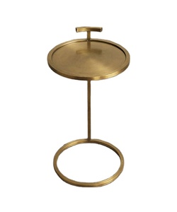 Round <b>Bistro</b> Side <b>Table</b> Gold Tray Metal Side <b>Table</b> Modern Accent <b>Table</b> Decorative End <b>Table</b> Living Room Furniture Side <b>Table</b> - Product Image 1