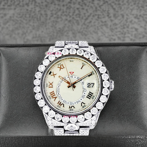 นาฬิกาเพชรโมอิสสุดหรูทำด้วยมือลาย100%-นาฬิกาสไตล์ฮิปฮอปประดับเพชรที่นิยมมากที่สุดจากผู้ขายชาวอินเดียน - Product Image 3