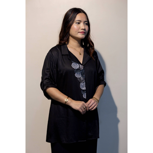 Camisa de Mujer de Algodón Giza Negro Premium, Estilo Casual Elegante para Uso Diario, Proveedor - Product Image 3