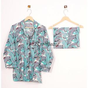 Conjuntos de Pijamas de Punto con Cintura Elástica y Estampado Floral 100% para Mujer, para Todas las Estaciones: Verano, Invierno, Otoño y Primavera - Product Image 3