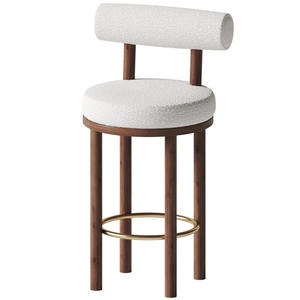 Tabouret de bar haut de gamme moderne en teck recyclé massif brun durable avec tissu imperméable pour salon et mobilier de villa - Product Image 3