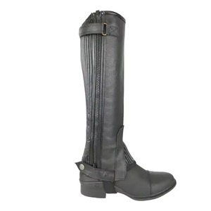 Custom Genuine Leather Horse Riding <b>Chaps</b> Adjustable Equestrian <b>Half</b> Gaiters Professional Unisex Outdoor Riding Leg Protection - Product Image 5