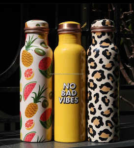 Venta caliente de botellas de agua de cobre puro impresas personalizadas para beber directamente con embalaje premium y muestra gratis - Product Image 2