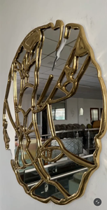 Espejo Redondo de Latón de Lujo, Espejo de Pared de Metal Hecho a Mano, Espejo Decorativo Moderno para el Hogar, Hotel, Diseño de Interiores - Product Image 3