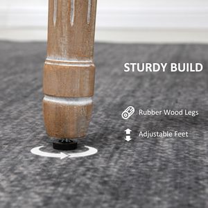 Set di 2 Sedie Laterali Senza Braccioli in Stile Francese, Rivestimento in Lino Grigio, Set di Sedie da Pranzo Imbottite - Product Image 6