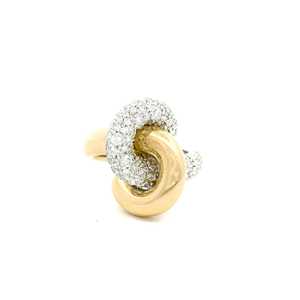 Lab Grown Diamond Interlocked Cocktail <b>Ring</b> Custom Round 14k 18k Solid Gold Statement Knot <b>Dome</b> Luxury Solitaire Band For Women - Product Image 1
