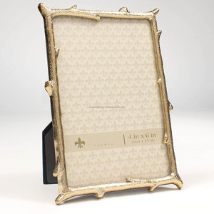 Metal & Glass Tabletop <b>Photo</b> <b>Frame</b> With <b>Gold</b> Plating Finishing Branch Design Border High Quality For Home Decoration - Product Image 1