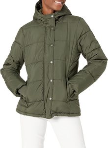 Hooded Quilted <b>Puffer</b> Bomber <b>Jacket</b> Men's Winter Casual Solid Color Regular Length <b>Thin</b> Polyester Wadding Zipper Closure - Product Image 4