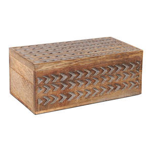 Hot Sale Unique Handmade Mango Wood Keepsake <b>Storage</b> <b>Box</b> Light Burnt Wooden Decorative Carving for Jewelry <b>Storage</b>-Good Price - Product Image 5