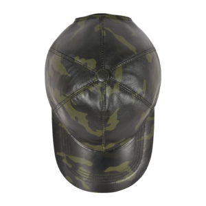 Custom Genuine Napa Leather Camouflage Baseball Cap Unisex Camo Printed Leather Sports Cap Adjustable Real Leather Hat Wholesale - Product Image 3