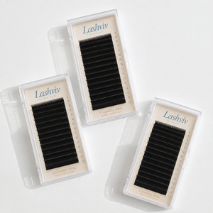 Prêt à expédier, envoi immédiat : Cils en MINK noir mat effilé, fibre PBT coréenne, cils de qualité supérieure 0.07 0.10 .015 J B C CC D - Product Image 2