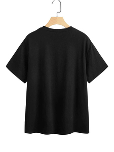 T-shirt personnalisé haut de gamme pour homme, noir, col rond, manches courtes, coupe classique, 100 % coton jersey, couleur unie, design vierge, décontracté - Product Image 2