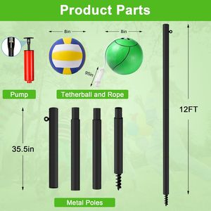 Juego de Tetherball para exteriores de servicio pesado con bola de poste portátil y cuerda para diversión familiar y juegos deportivos en el patio trasero - Product Image 2
