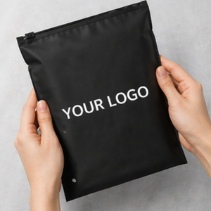 Custom Printed Black Ziplock Bags with Slider Apparel Packaging for E-commerce Brands Slider Closure Poly Ziplock Bags - Product Image 1