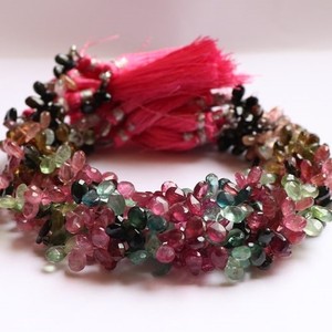 Perles de tourmaline naturelle facettées en forme de poire, 6x4-5x7 mm, brin de 8 pouces, pour la création de bijoux - Product Image 2