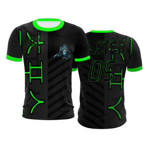 Maillot de jeu E-Sports personnalisé pour hommes, rouge et bleu, impression par sublimation, séchage rapide, 100% polyester, col rond, tenue d'équipe - Product Image 2