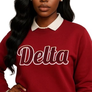 <b>Maroon</b> 1913 DST Chenille Crewneck Sweatshirt Premium Printed Fleece Sorority Apparel Greek Delta Clothing Autumn Winter <b>Top</b> - Product Image 4