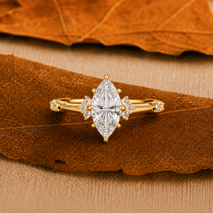 Anillo de Diamante Cultivado en Laboratorio con Corte Marquesa Certificado por IGI, 1.50 ct, Oro Sólido de 14K, Joyería de Compromiso de Lujo para Mujer, Color E, LuxeShine - Product Image 1