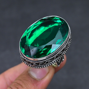 Anillo de Diopsita Facetada Cromada, Hermoso y Popular, Hecho a Mano, Chapado en Plata de Ley 925, Ovalado, de Lujo, Calidad Premium, Estilo Vintage - Product Image 3