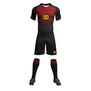 Ensemble maillot et short de football unisexe vert et noir dégradé, imprimé par sublimation, respirant, 100 % polyester, uniforme adulte, détection par aiguille - Product Image 2