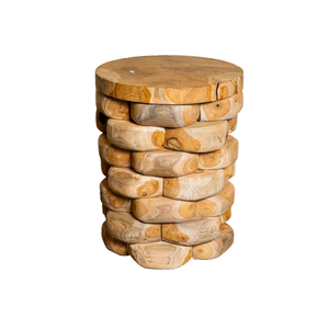 ARTERRA Luxury Teak Pebble <b>Stacking</b> <b>Stool</b> Rustic Handcrafted Modern Natural Texture Sturdy Craftsmanship Eco-Friendly Villa - Product Image 1