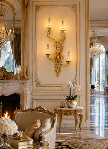Grand European Venetian Baroque Luxury <b>Wall</b> <b>Sconce</b> Ornate Decorative <b>Wall</b> <b>Light</b> with Elaborate Mirror Detailing, Premium Brass - Product Image 3