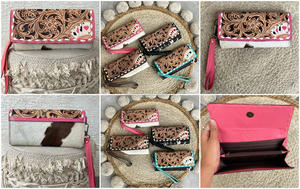 Nuevo Bolso de Mano de Lujo 2026 con Diseño Floral, Hecho a Mano en Cuero Genuino, Cartera de Cuero con Pelo de Vaca, Tarjetero y Clutch para Mujer - Product Image 3