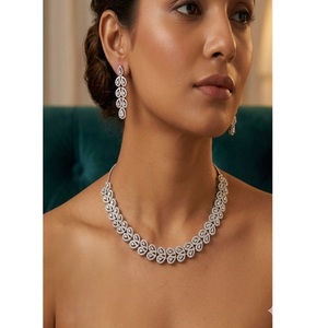 Chic Flower Shape <b>Crystal</b> Necklace and Earring <b>Set</b> Women's Rhodium Plated Alloy Jewelry Wedding Fashion Jewelry <b>Sets</b> - Product Image 1