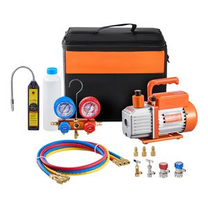 Pompa per vuoto a palette rotative monostadio per HVAC e set di manometri per kit collettore - Product Image 3