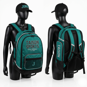 Bolsa de Fútbol Americano de Poliéster Premium de 420 GSM, Verde Oliva, Panel Lateral de Malla Negra, Logotipo Bordado Personalizado - Product Image 3
