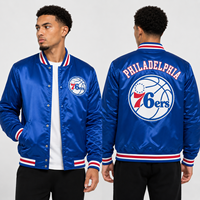 Veste universitaire personnalisée en satin blanc Chicago, inspirée du basketball, avec logo brodé, style bomber, pour hommes, vente en gros, OEM, vêtements d'équipe, sportswear, en vrac
