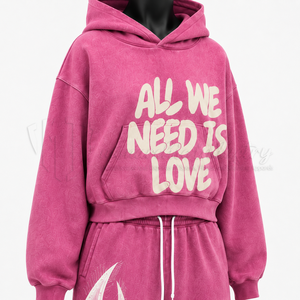 Conjunto Deportivo de 2 Piezas para Mujer, Sudadera con Estampado Gráfico Rosa, Pantalones Deportivos de Pierna Ancha, Ropa Casual Urbana, Conjunto Combinado, Venta al Por Mayor - Product Image 6