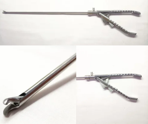 Porte-aiguille laparoscopique à mâchoires courbées 5 mm x 330 mm, réutilisable, en acier inoxydable, instrument chirurgical pour la chirurgie mini-invasive - Product Image 1