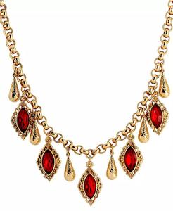 Collana a goccia Navette in vetro rosso immerso oro 14K | 2028 - Product Image 2