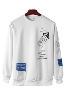 Sudadera con cuello redondo para hombre, con puños elásticos acanalados, ropa para parte superior masculina, con estampado de logotipo personalizado, ropa para invierno, color azul - Product Image 5