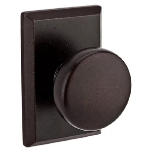 Modern Metal <b>Black</b> <b>Matte</b> Round Passage Privacy <b>Knob</b> with Square Back Plate Dummy Design Durable Furniture Handle Home Office Use - Product Image 1